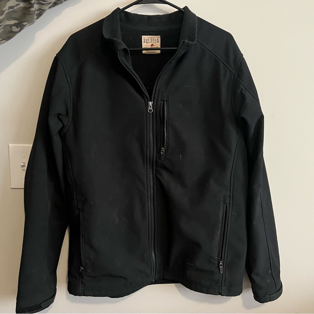 Black Performance Jacket with Standing Collar and Relaxed Fit